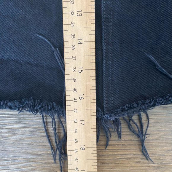 Levi's Jean Skirt 24 Black Denim Premium Frayed Western Rodeo Stampede Summer - Picture 6 of 15